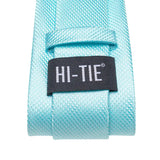 Gravata de negócios de seda azul claro sólido 2023 novo hi-tie designer gravata masculina luxo 8.5cm lenço abotoadura broche gravata de casamento para homem