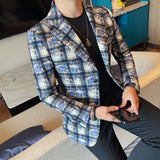 Estilo britânico de luxo xadrez terno jaqueta 2025 outono novos homens high-end negócios fino blazers noivo casamento festa social vestido casacos