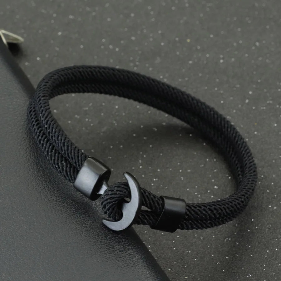 Moda masculina âncora pulseira dupla camada náutica braslet homme verão praia acessórios pulsera roja hombre macrame braclet
