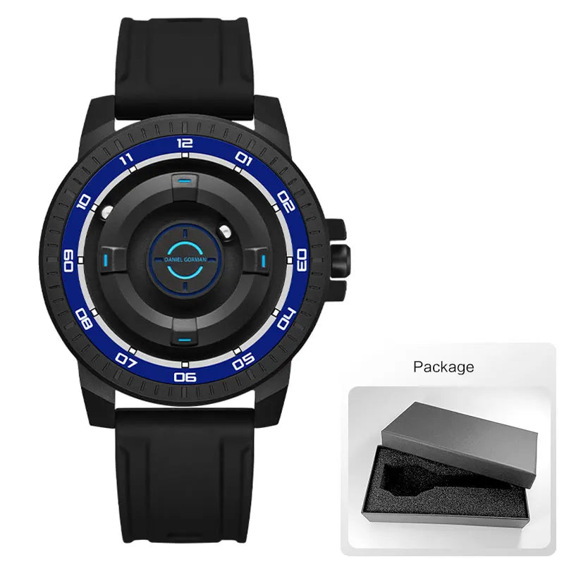 DANIEL GORMAN Relógio de quartzo magnético fashion à prova d'água com pulseira de silicone preta caixa de cobre contas ponteiros DG0221