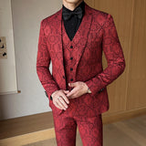 Nova moda jacquard elegante terno masculino 3 peça formal negócios fino ajuste conjuntos casuais masculino noivo festa de casamento smoking ternos de baile