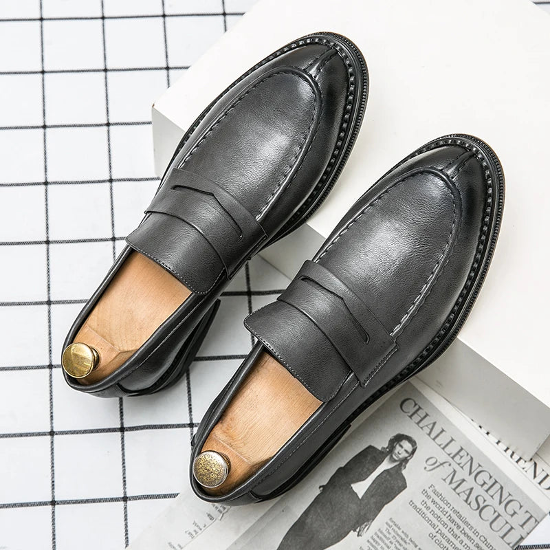 Sapatos de negócios de prata premium dos homens oxford sapatos de couro marca mocassins deslizamento em sapatos de casamento de alta qualidade sola macia sapatos vestido