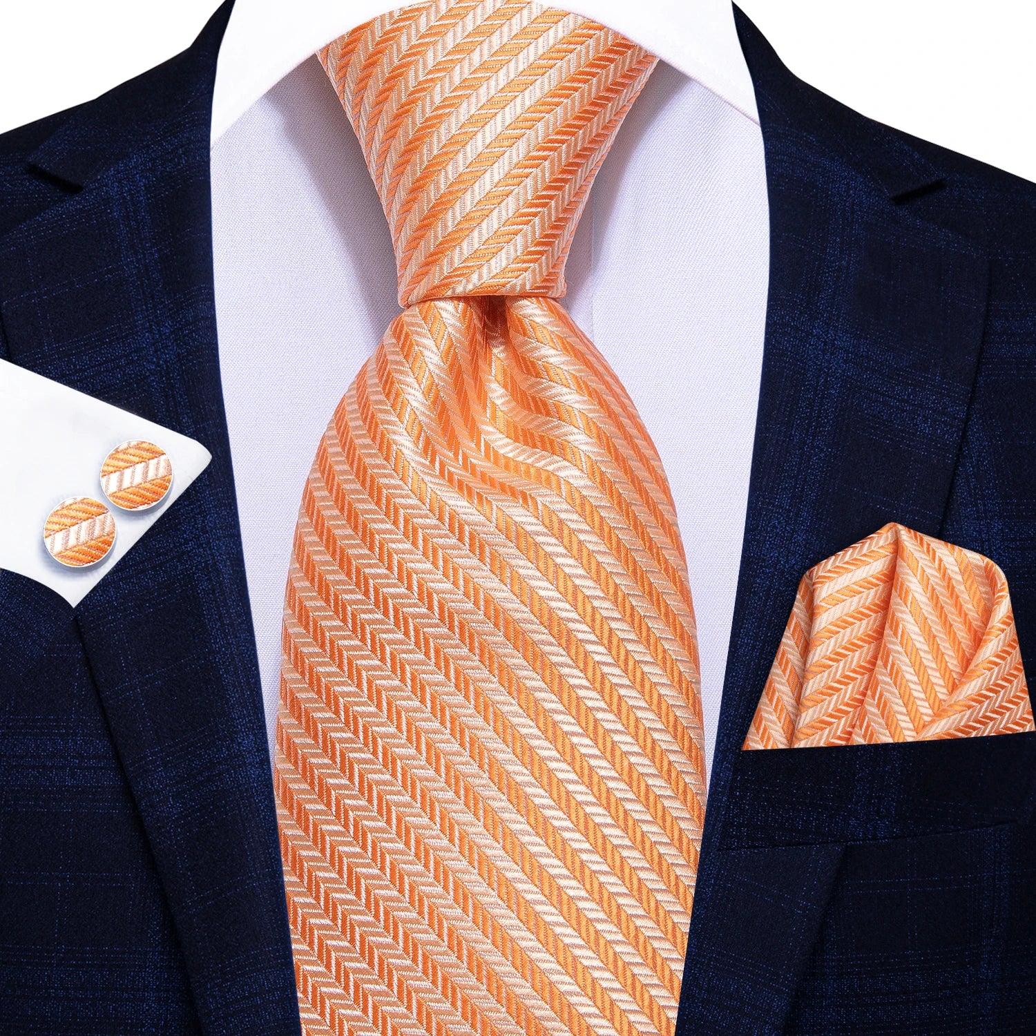 Conjunto clássico de gravata de seda masculino, gravata, listrada azul bordô, lenço elegante, abotoaduras, moda luxo, 3 peças