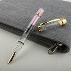 1 pçs caneta tinteiro recarregável caneta de pistão transparente enchimento de pistão caneta tinteiro extra fina para pintura de caligrafia