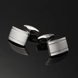 Abotoaduras escovadas retangulares para homens, material de cobre, camisas francesas, roupas elegantes, acessórios do casamento, atacado