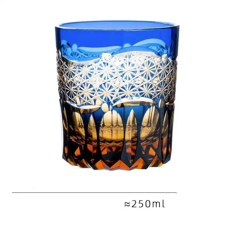 Japonês edo kiriko cristal ware copo de uísque hannd escultura nuvens sorte vidro vinho licor snifter caneca água melhor presente para o pai