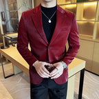 Nova alta qualidade listra de crocodilo fino ajuste jaqueta de couro clássico negócios casual fino ajuste masculino blazer smoking roupas masculinas 4xl-m