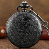 Antique Black Dragão Chinês Vintage relógio de bolso, moda antiga relógio Steampunk, Roman Digital Dial Colar, Fobs e Correntes