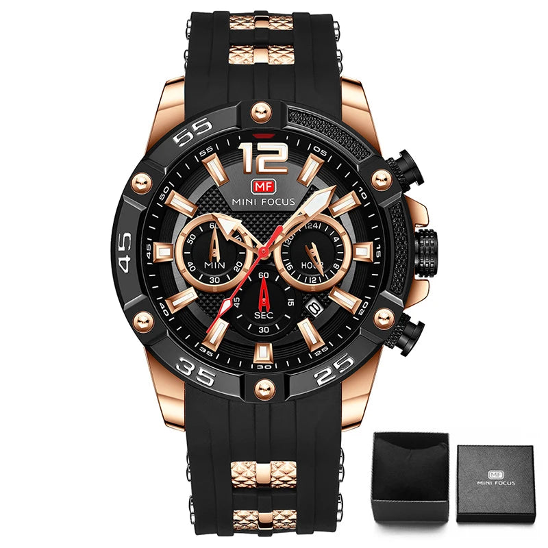 Mini foco laranja relógio para homem militar esporte cronógrafo relógio de pulso de quartzo com pulseira de silicone à prova dwaterproof água luminosa mãos 0349