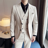 (Blazer + colete + calças) 2025 design mais recente colete duplo breasted terno masculino de alta qualidade negócios simples casual casamento smoking