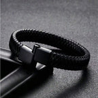 Pulseira aberta de couro masculina retrô, corda de mão de couro tecido simples de vários tamanhos, presente para esportes ao ar livre