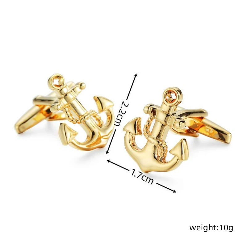 French Copper Material Shirt Cufflinks para homens, Boat Anchor Cufflinks, marca de moda, acessórios de vestuário, atacado