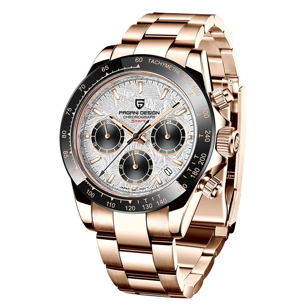 Novo Pagani design luxo negócios 40mm relógio masculino vidro safira 100m à prova dwaterproof água cronógrafo masculino