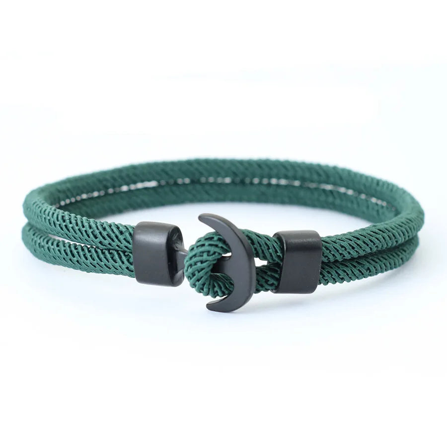 Moda masculina âncora pulseira dupla camada náutica braslet homme verão praia acessórios pulsera roja hombre macrame braclet
