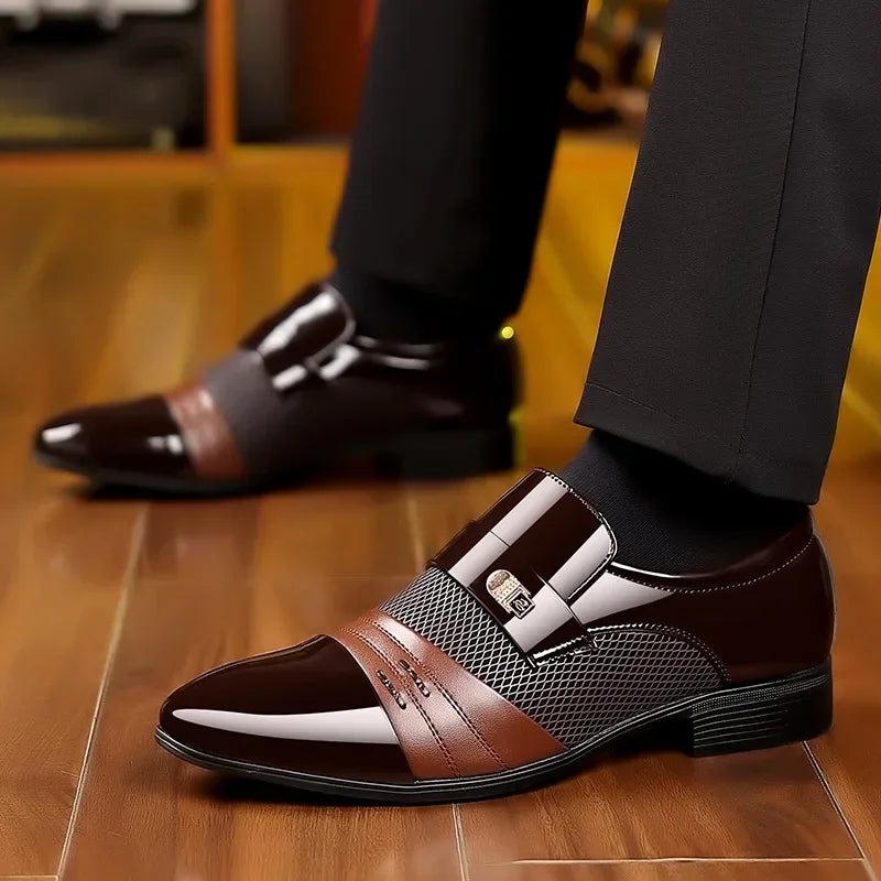 Clássico vestido de negócios sapatos masculinos formal deslizamento em sapatos masculinos oxfords calçados elegantes sapatos de couro para homens mocassins vinho vermelho