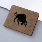 Mini carteira curta masculina com padrão de touro, zíper, bolso para moedas, porta-cartões com vários slots, presente ideal para estudantes jovens
