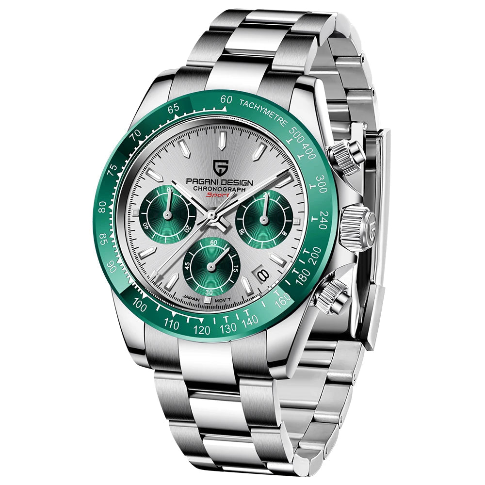 Novo Pagani design luxo negócios 40mm relógio masculino vidro safira 100m à prova dwaterproof água cronógrafo masculino