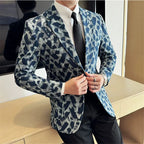 Jacquard denim coreano fino ajuste terno casacos 2025 nova alta qualidade moda masculina fino ajuste negócios formal terno social jaqueta 4xl-m