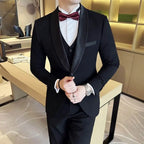 Fato de negócio clássico Slim Fit masculino, smoking formal, festa de casamento, plus size, outono, 3 peças, 6XL, 5XL