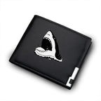 Carteira curta dobrável com estampa de tubarão branco, porta cartão masculino, presente de aniversário para meninos