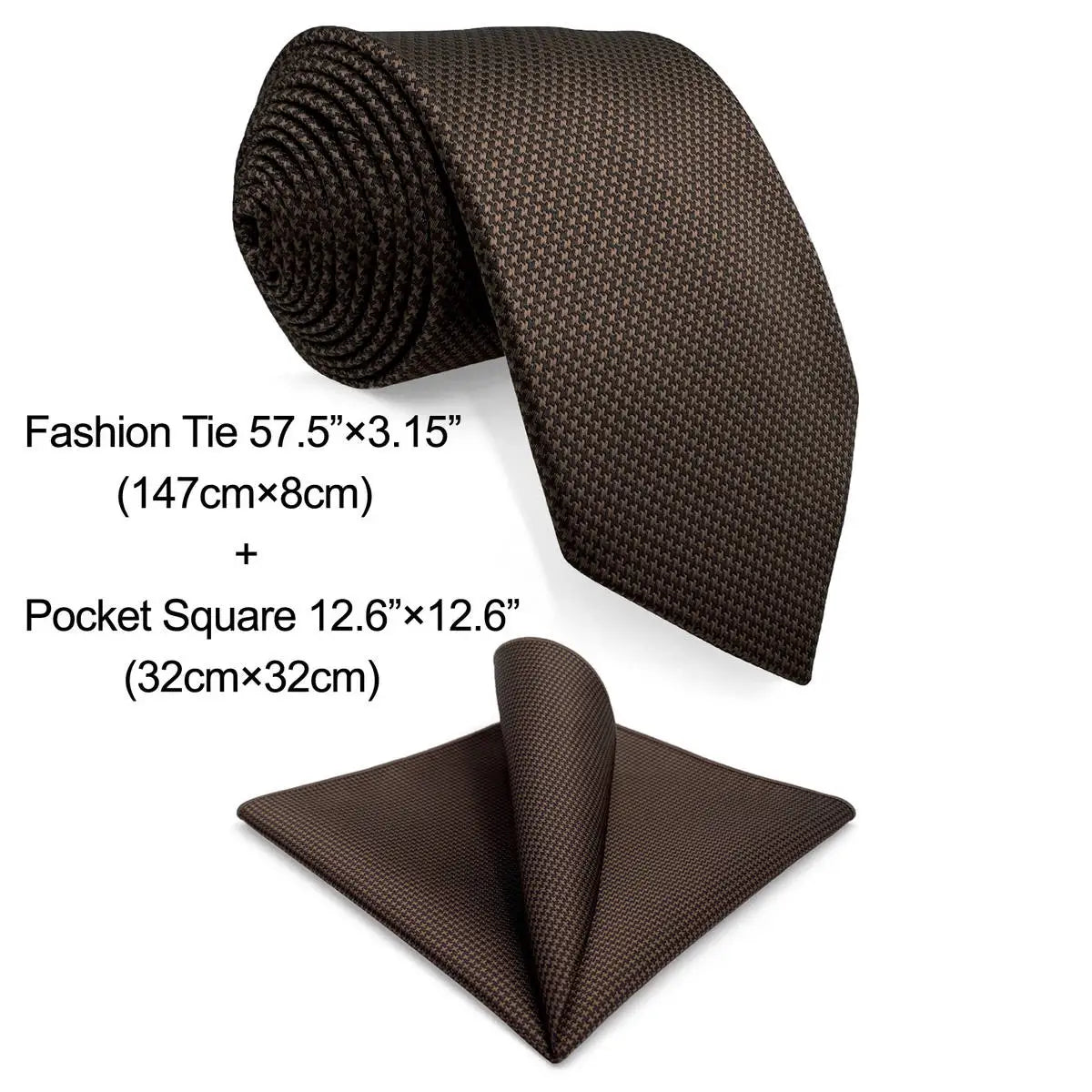 U27 marrom houndstooth gravata conjunto artesanal casamento moda extra longo tamanho clássico laços para homem lenço