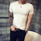 Camiseta de manga curta masculina, simples com gola redonda, slim fit, camiseta casual fitness, roupa sólida, tamanho grande 4XL-M, verão, 2022