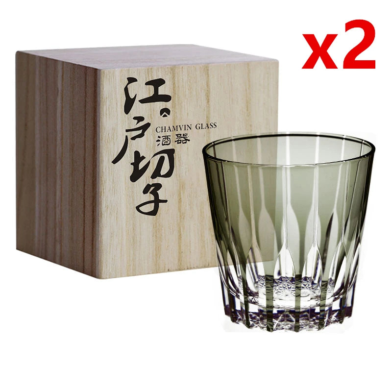 Sinta o Japão Edo Kiriko Cristal Uísque Copo, KAGAMI Design Brandy Cup, Uísque Snifter, Mão superior Esculpida Taças De Vinho, Copo De Licor