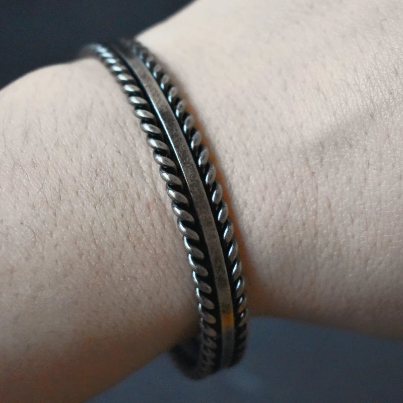 Novo vintage antigo prata cor pulseiras de aço inoxidável para homens moda nórdico vikings pulseiras festa jóias presentes atacado
