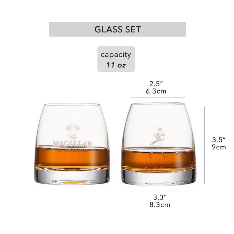 Copos de uísque Macallan, conjunto de 2 - Pronto para bola de gelo! Copo de 11 onças, perfeito para escocês, coquetéis, rum, vodka. Barware estiloso.
