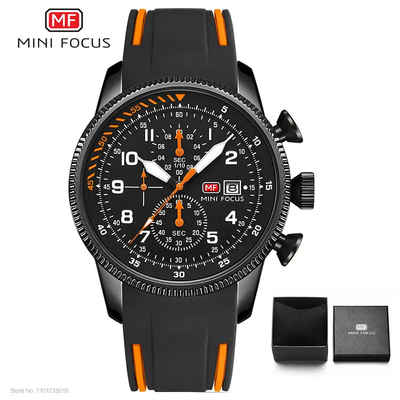 Mini foco esporte relógio de quartzo para homens moda à prova dwaterproof água cronógrafo relógio de pulso com pulseira de silicone azul data automática luminosa 0379
