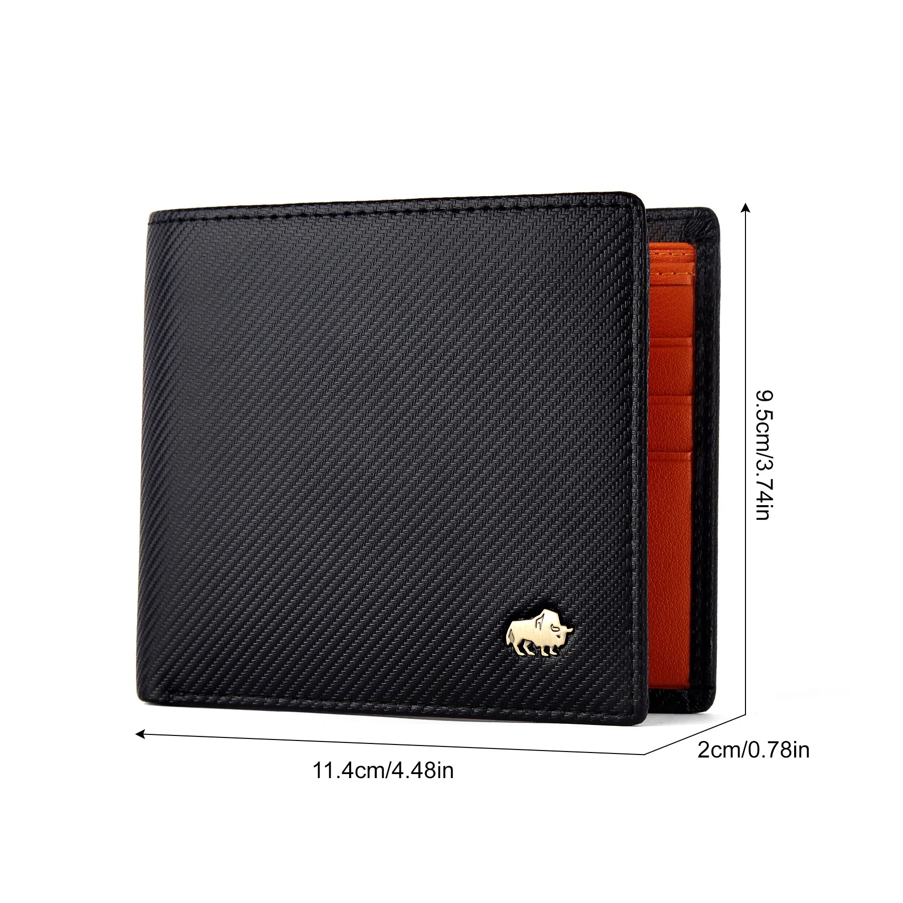 Bison denim alta qualidade de fibra carbono carteira masculina rfid bloqueio titular do cartão carteira curta melhor presente namorado marido pai bolsa