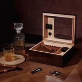 Umidificador de charutos de madeira elegante portátil caso de charuto umidificador higrômetro titular de charuto ideal para armazenamento de charutos acessórios para fumar