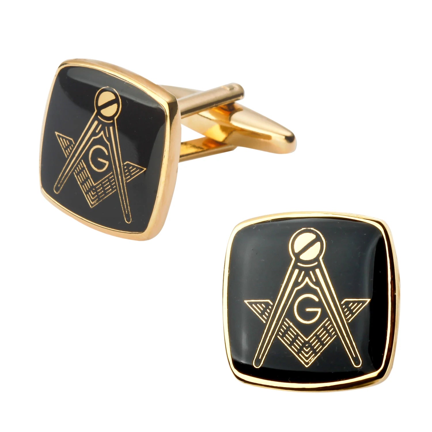 Abotoaduras maçônicas para homens, camisa francesa polida esmalte, material de cobre, marca de moda, acessórios, atacado
