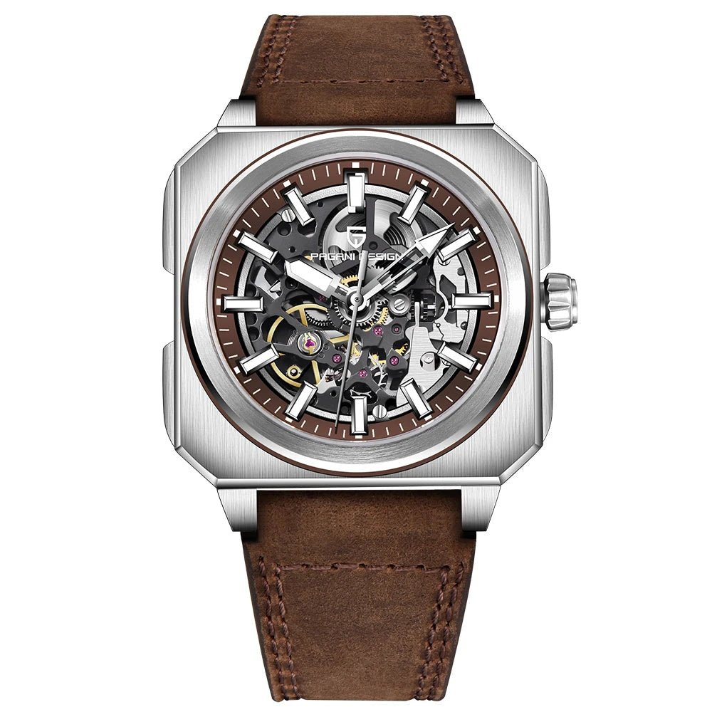 Pagani design 2024 novo 38mm bloco volante luminoso oco dial 50m à prova dwaterproof água casual masculino relógio mecânico automático