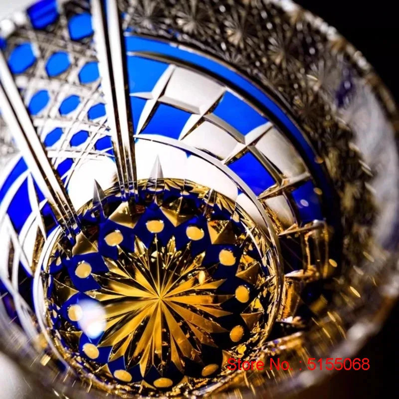 Estilo retro japonês dragão olhos edo kiriko copo mão gravar cristal wineglass presentes de alta qualidade uísque licor vidro brandy snifter