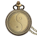 Vintage bronze chinês retro tai chi fofoca banish mau sorte relógio de bolso de quartzo colar pingente melhor amigo amizade jóias