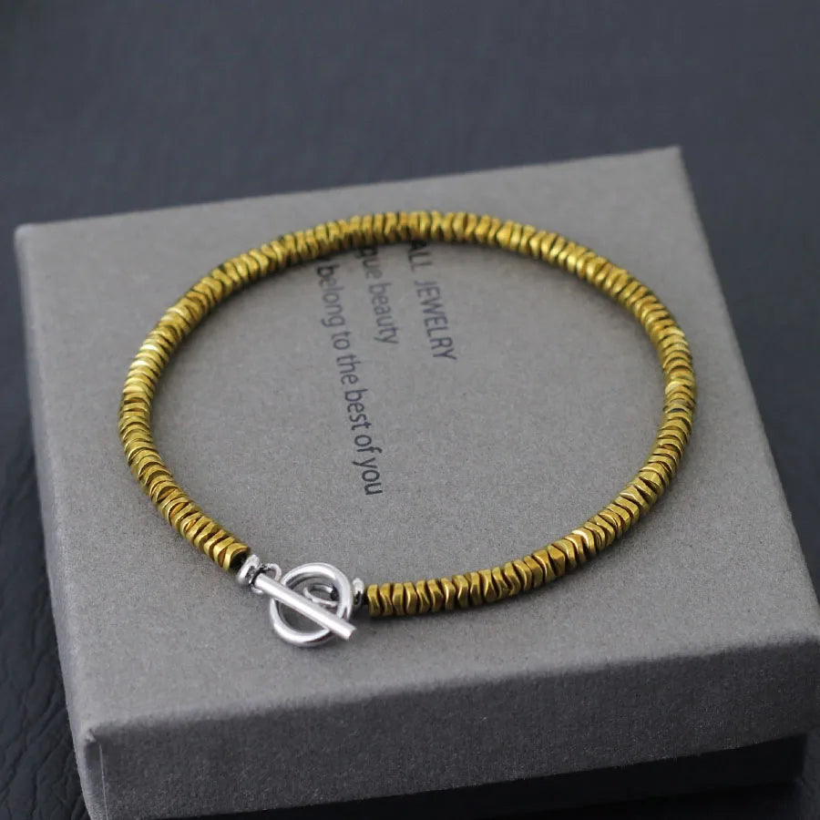 Único irregular 4mm pequena hematita pedra pulseira para homens vintage ouro prata cor semente contas braslet cura jóias pulseria