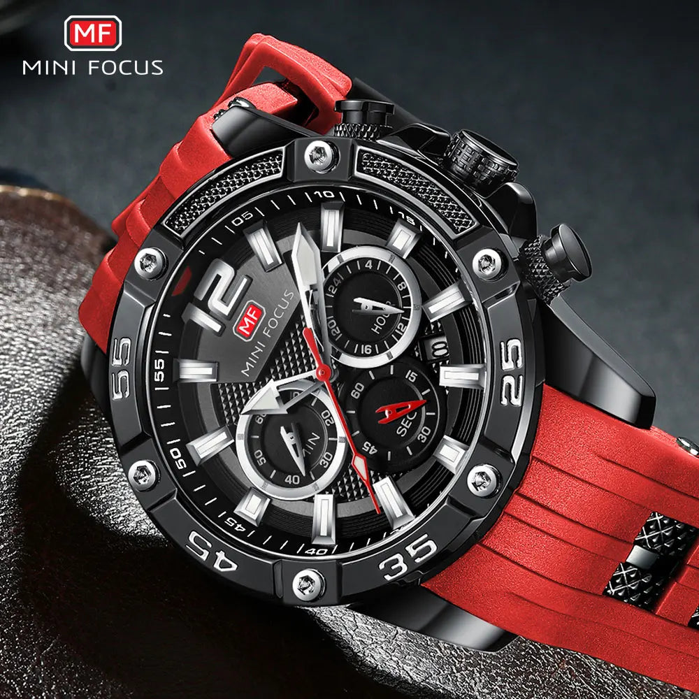 Mini foco laranja relógio para homem militar esporte cronógrafo relógio de pulso de quartzo com pulseira de silicone à prova dwaterproof água luminosa mãos 0349