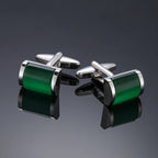 Abotoaduras curvas redondas de zircão para homens, acessórios elegantes, camisa francesa, material verde, atacado