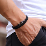 Estilo simples corda pulseira masculina dupla camada grau a 4mm fio tecido braslet esportes ao ar livre sobrevivência braclet ciclismo jóias