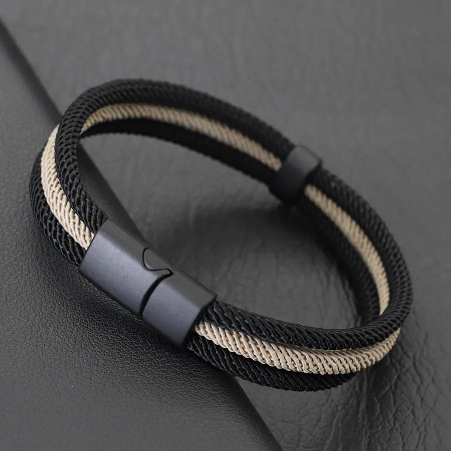 Novidade pulseira de corda milan grau a para homens fivela magnética destacável esportes ao ar livre acampamento braslet acessórios casuais pulseria