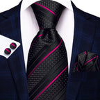 Hi-tie moda 8.5cm preto cinza floral masculino elegante gravata lenço abotoaduras conjunto acessórios de festa de casamento presente para homem gravat