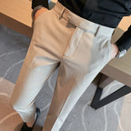 Estilo britânico listrado fino ajuste terno pant homens negócios casual simples vestido calças de alta qualidade social festa de casamento 38-28