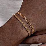 2 peças pulseiras de corrente masculina, corrente de corda torcida de aço inoxidável cor preta dourada prateada, presente de pulseira de corrente cubana da moda