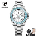 Pagani design 40mm luxo masculino relógio de pulso mecânico aço inoxidável gmt marca superior vidro safira relógios masculinos reloj hombre