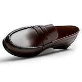 Mocassins de couro genuíno com camada superior vintage, mocassins respiráveis, design de condução, sapatos casuais de couro para homens