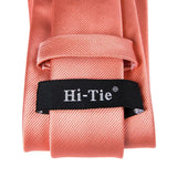 Homens Coral Vermelho Gravata Monocromática Conjunto, 8,5 cm de Largura, Seda, Gravata De Casamento, Praça De Bolso, Abotoaduras Broche, Presente Designer De Luxo
