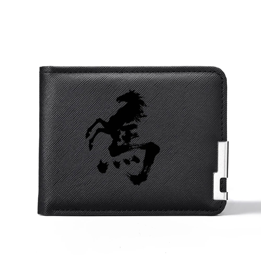 Carteira masculina de lona dobrável dupla multifuncional porta cartão de crédito carteira curta de desenho animado organizador compacto para homens