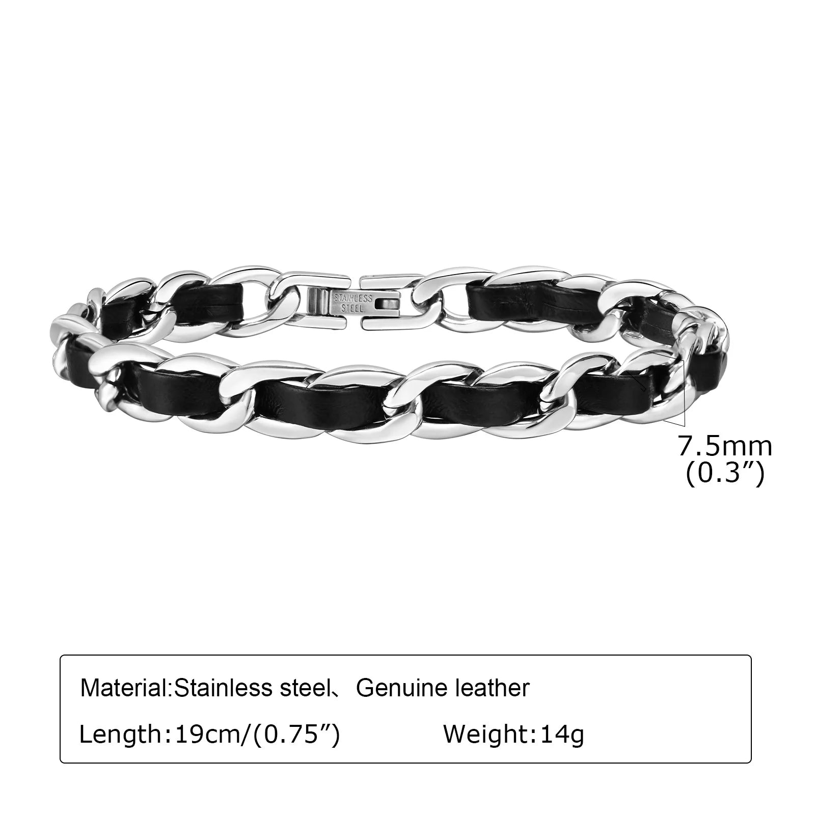 Vnox masculino pulseiras de corrente preta para mulheres, elegante 7.5mm aço inoxidável cubana link corrente pulseira presente jóias