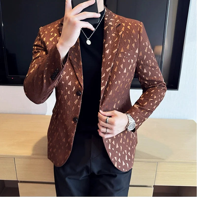 2024 outono luxo jacquard terno jaquetas para homens moda negócios fino ajuste casual tailcoat formal casamento noivo vestido terno casaco